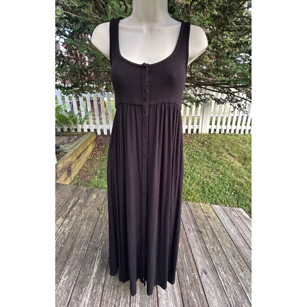 Hatch Maxi Dress Rayon Ribbed Button Front Empire Waist Maternity Chic Black 0
